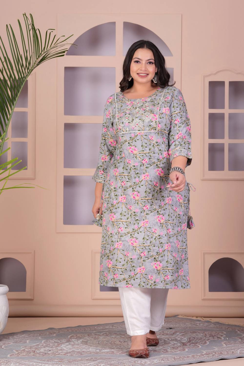 LABULY Women Embroidered Viscose Rayon Straight Kurta (Multicolor