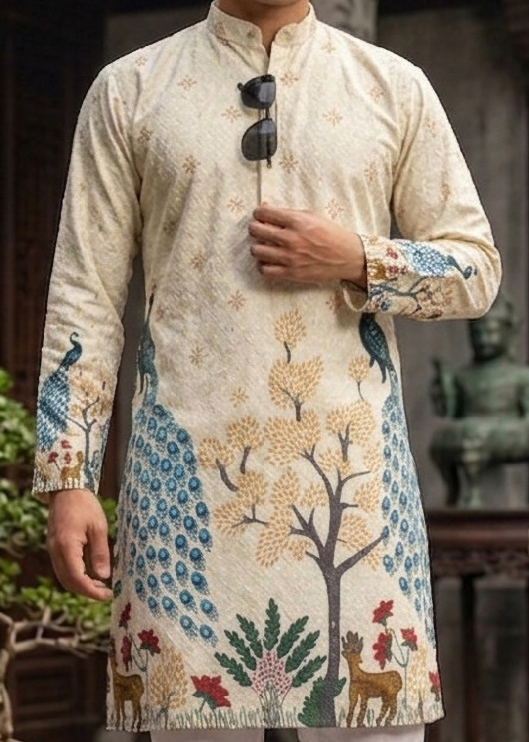 Image of MENTIFIC Men Printed Straight Kurta