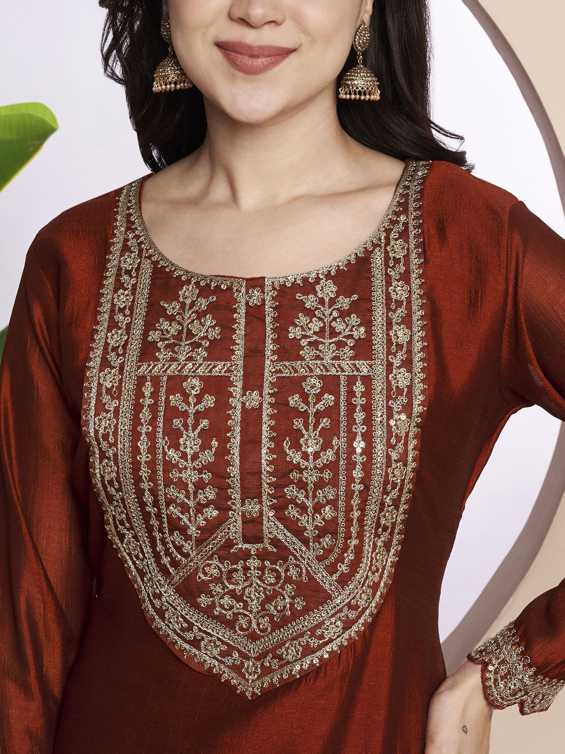 Image of HOUSE OF SETHIA Women Embroidered Straight Kurta