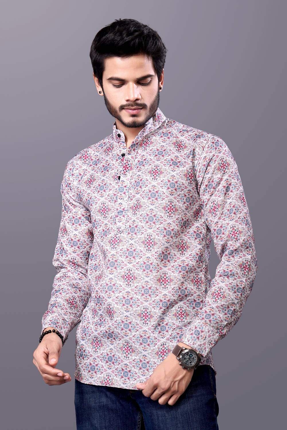 Poltern Men Printed Straight Kurta Pack of 2 - Image 5