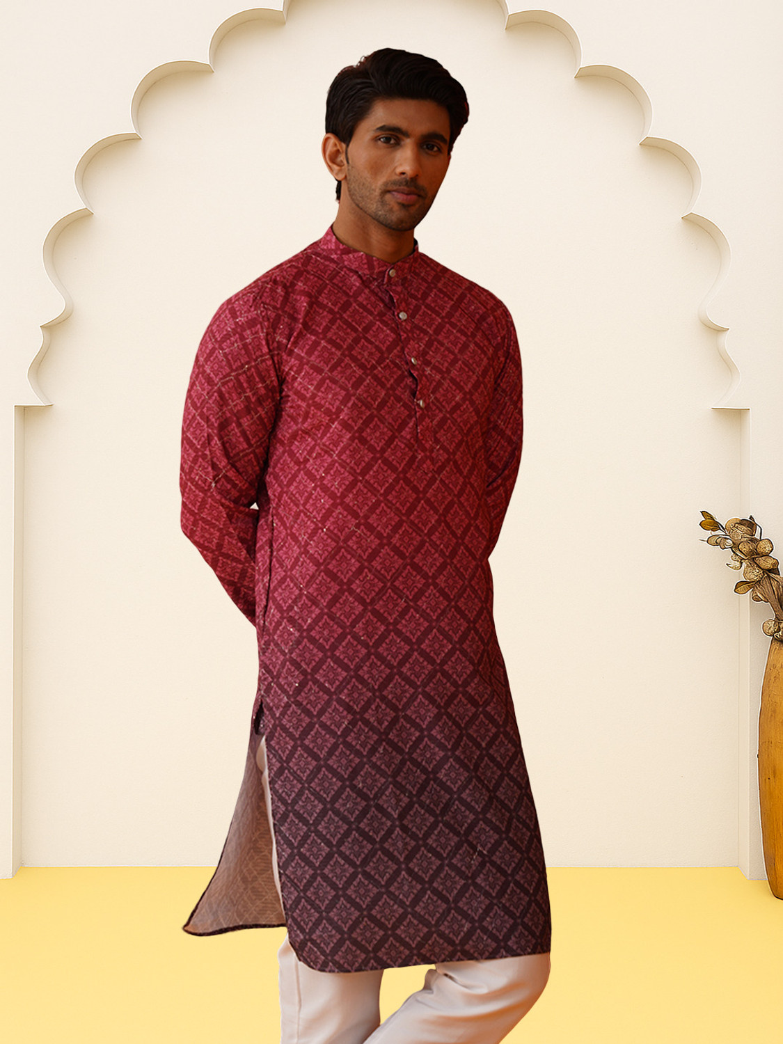Image of Jompers Men Printed Straight Kurta