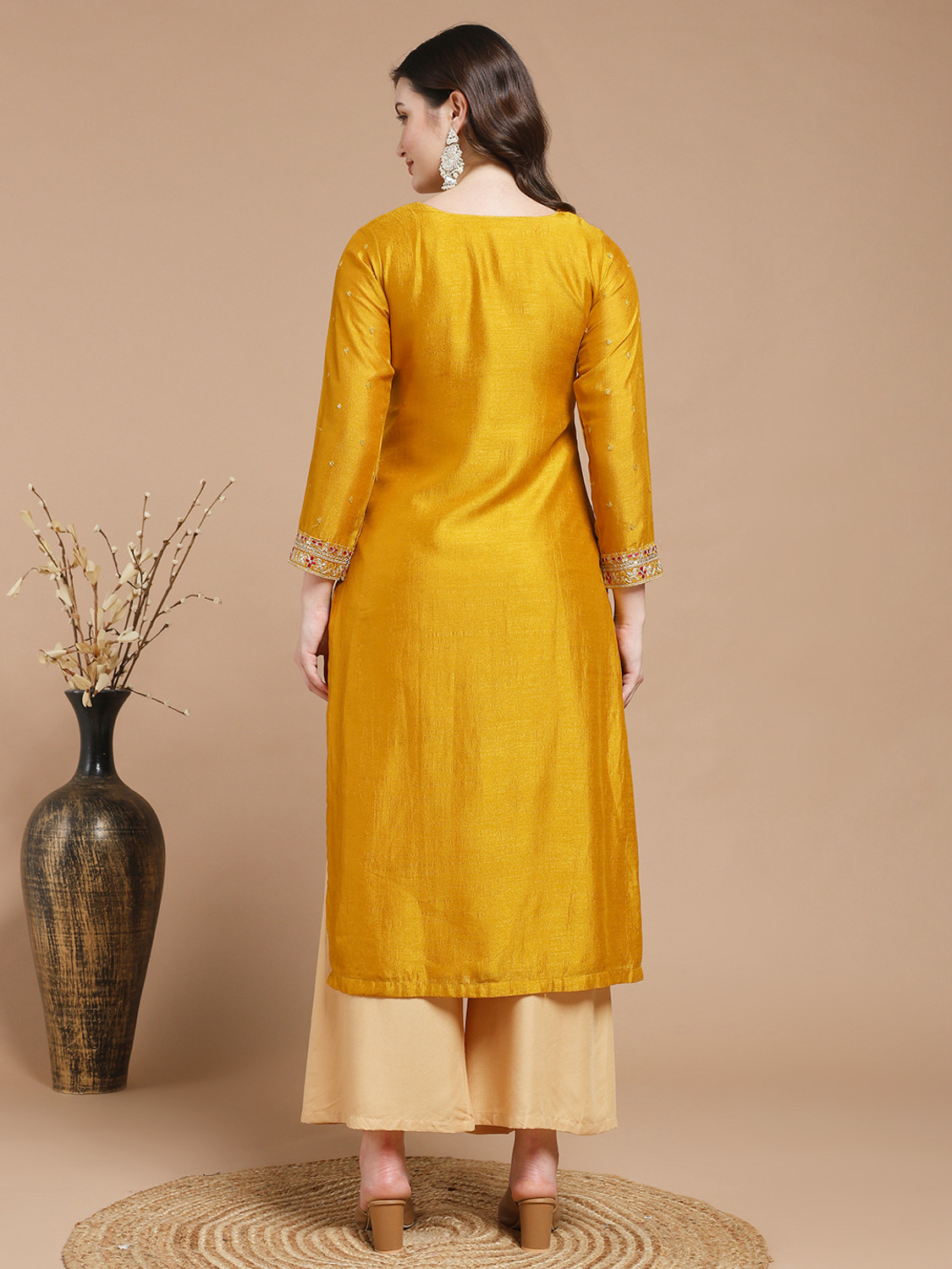 Image of RARE THREAD Women Embellished, Embroidered A-line Kurta