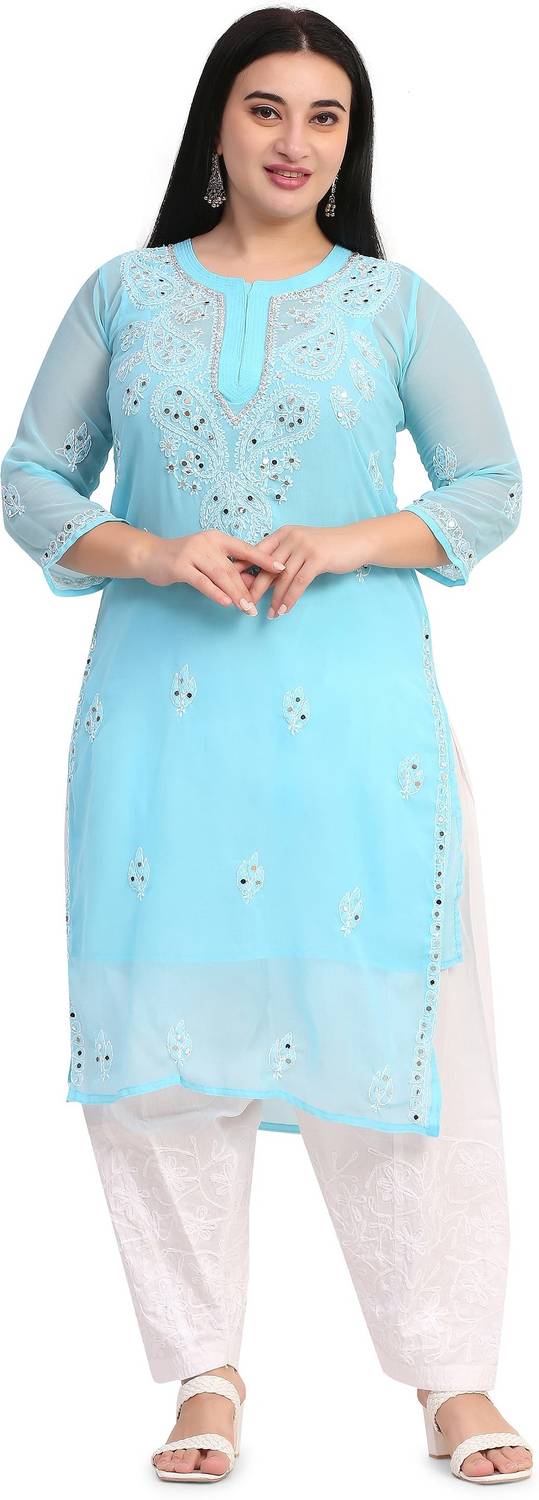 Handwork Chikankari Women Chikan Embroidery A-line Kurta