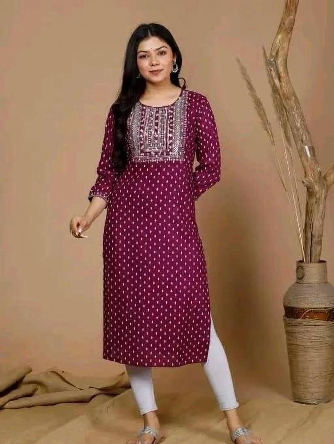 Alhadaya Women Embroidered Straight Kurta