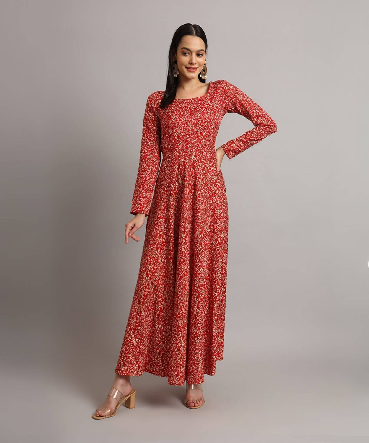 Dhakre fashion Women Floral Print Viscose Rayon Anarkali Kurta (R