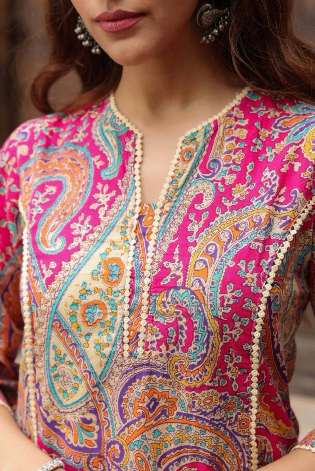 Tabeedah Women Pink Pakistani Kurta - Image 3