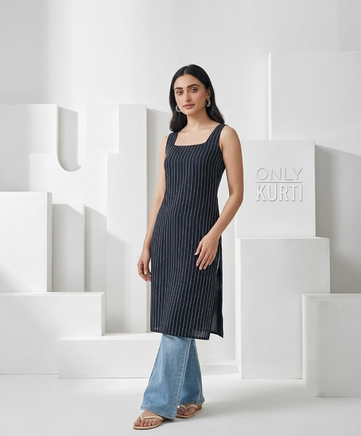 Image of IQYA APPAREL Women Striped Straight Kurta