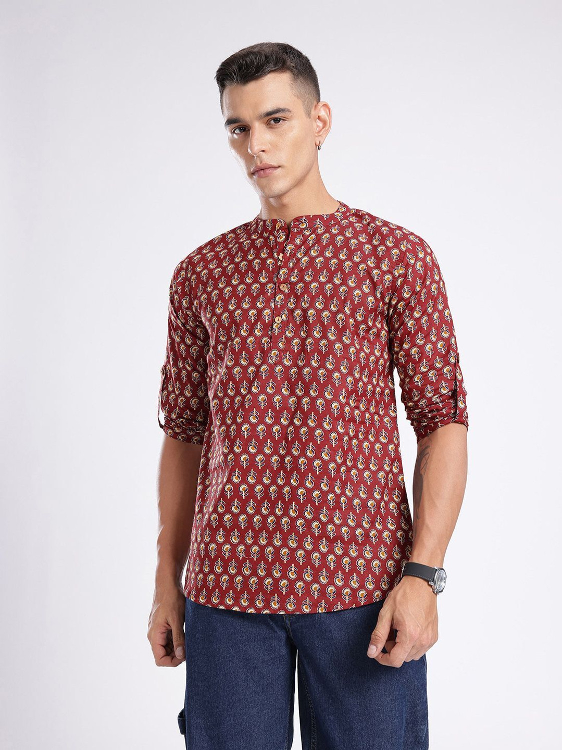 Image of Anouk Rustic Men Printed Straight Kurta