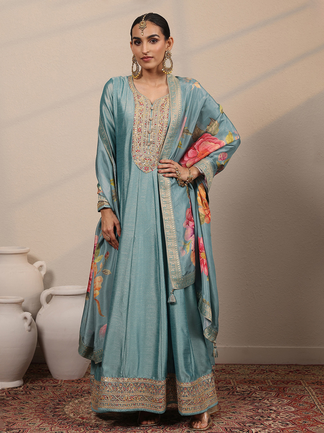 Image of LIBAS Women Embroidered A-line Kurta