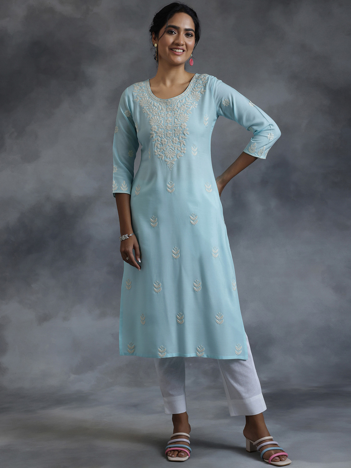 Image of LIBAS Women Embroidered Straight Kurta