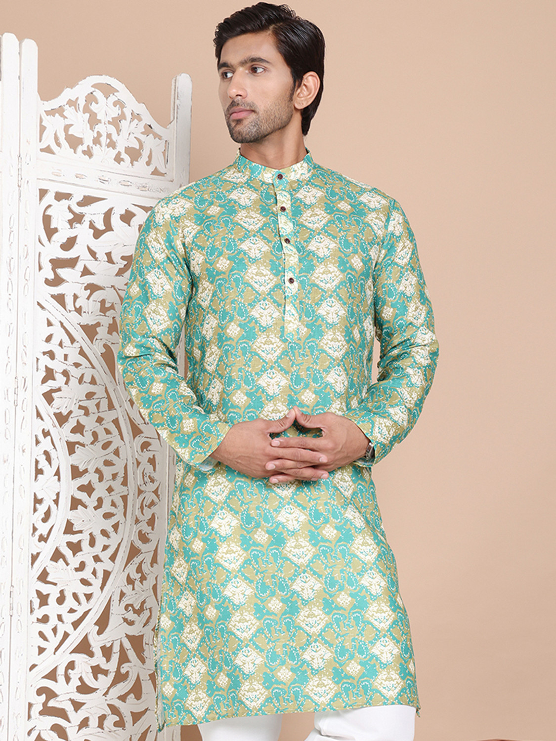 Image of Jompers Men Printed Straight Kurta