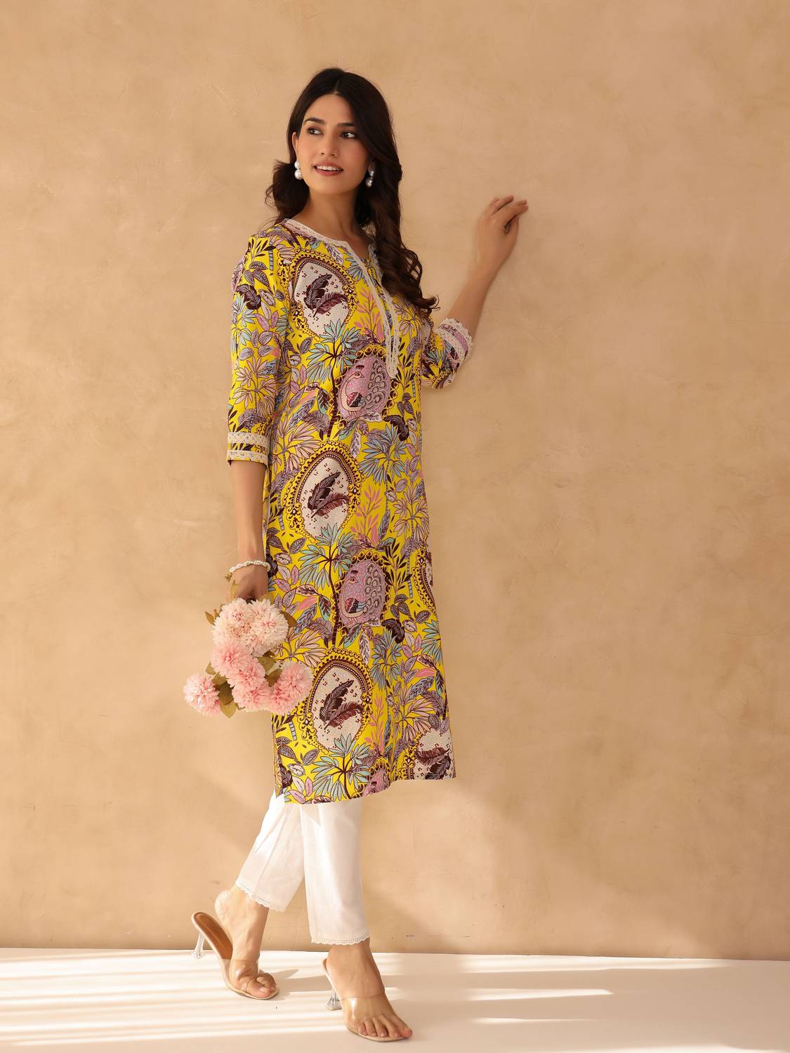 Brown Era Women Printed Straight Kurta