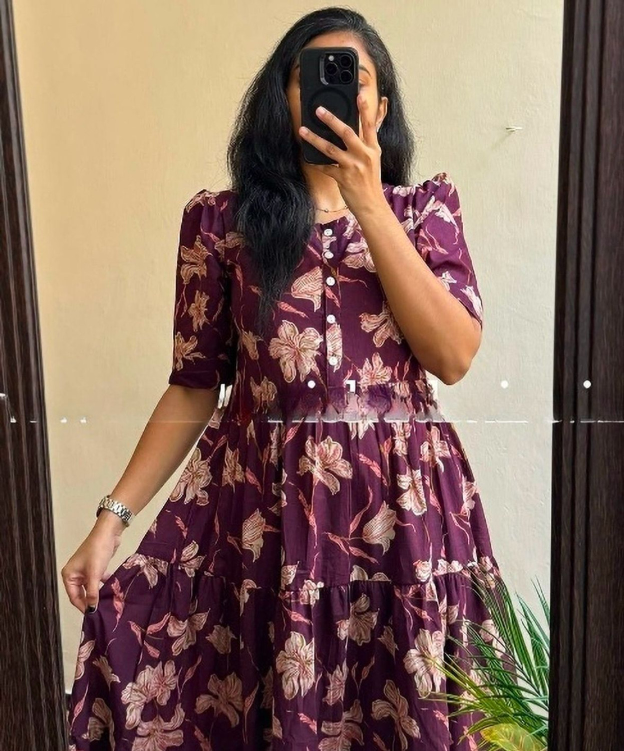 Image of Anamika creation Women Fit and Flare Purple Above Knee /Mid Thigh Length Dress