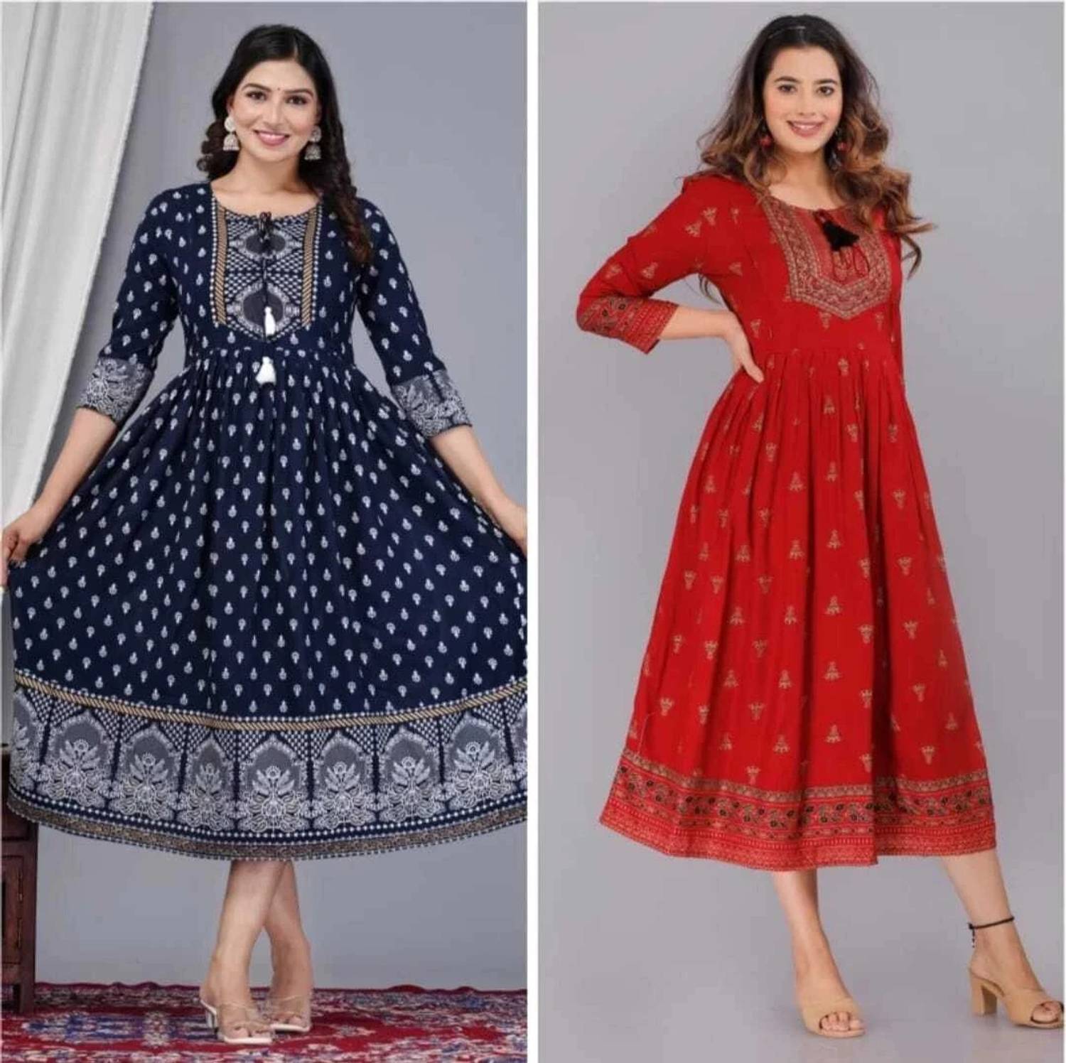 Classy Designer Pack of 2 Women Embellished Viscose Rayon Anarkal