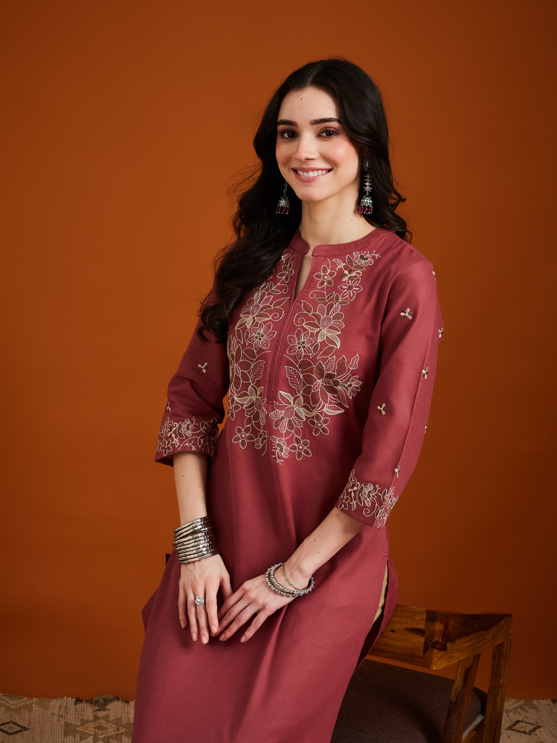 Image of ANOUK Women Embroidered Straight Kurta