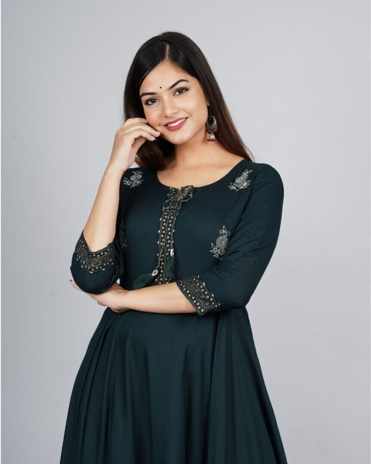 Image of AMBHIKA FASHION Women Printed, Embroidered Gown Kurta