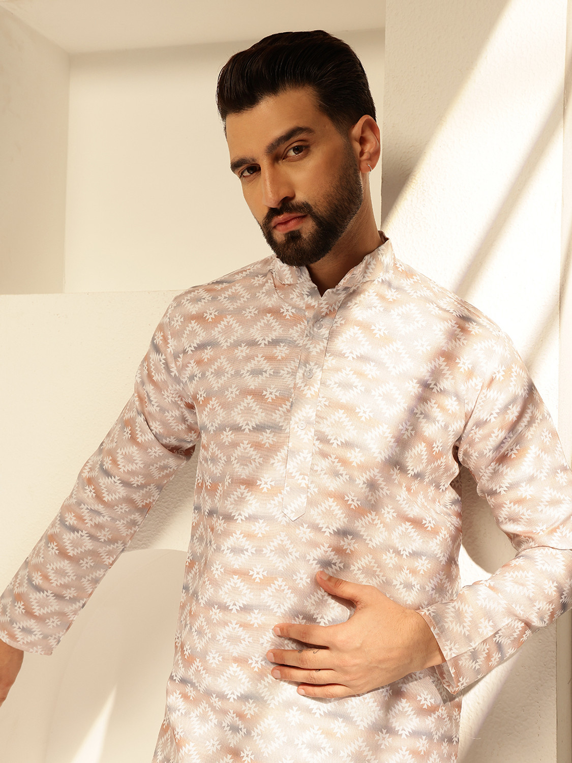 Image of SOJANYA Men Printed Straight Kurta