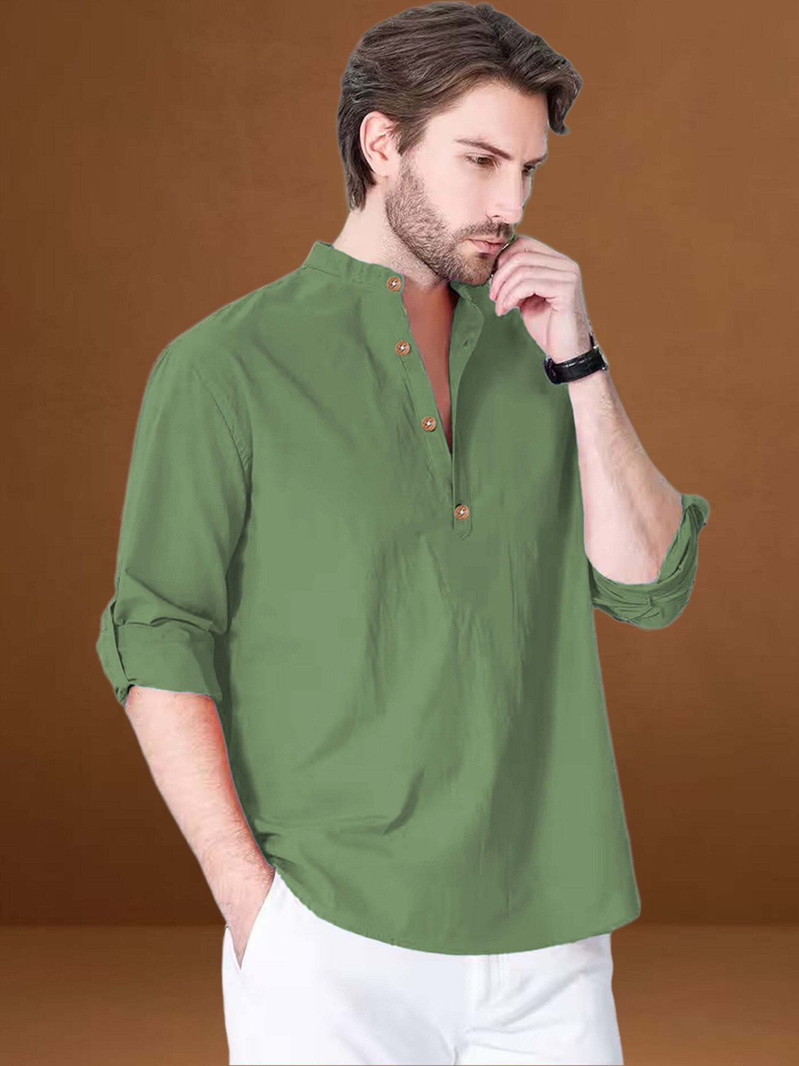 Image of DaReal Men Solid Straight Kurta