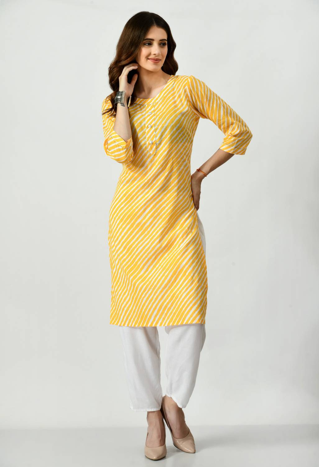 24Hour Fashion Women Leheriya Straight Kurta