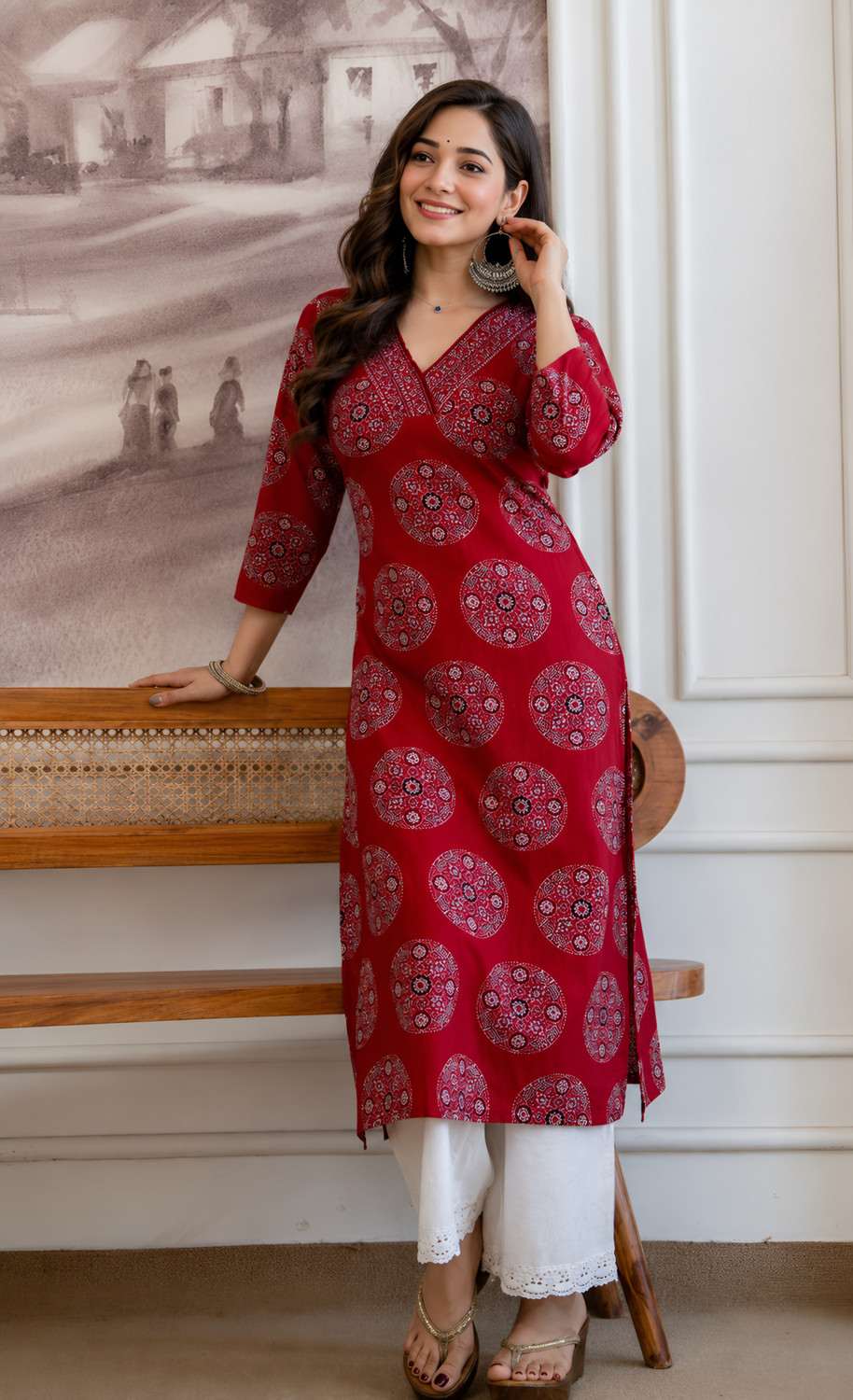 Image of Hunaiza Women Printed Straight Kurta