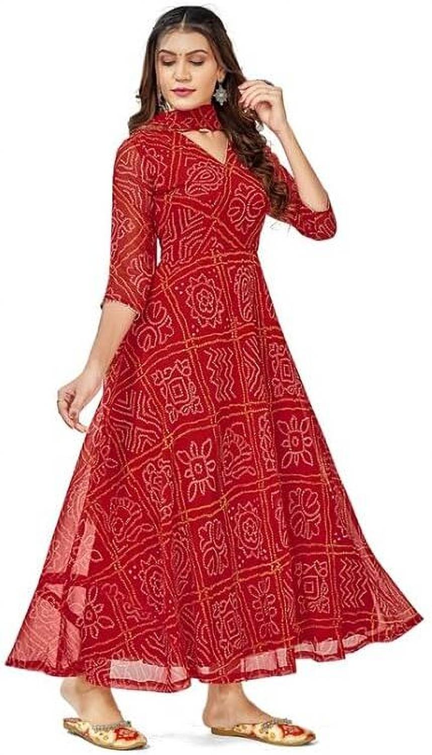 Aether Women Geometric Print Nylon Anarkali Kurta (Multicolor)