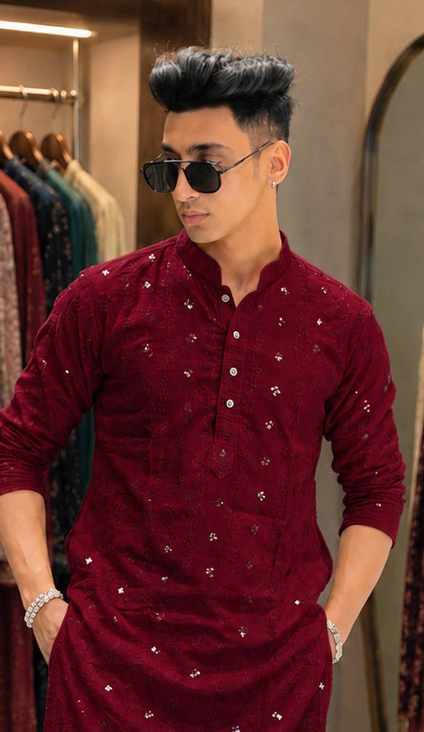 PN fashion Men Embellished Straight Kurta - Image 4