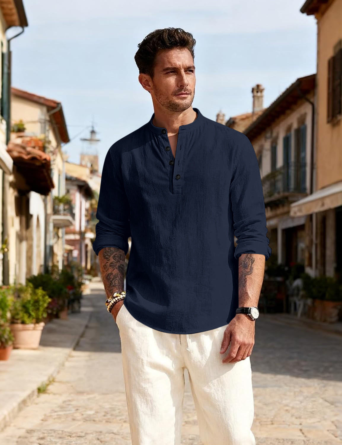 Image of ZARTHA Men Self Design A-line Kurta