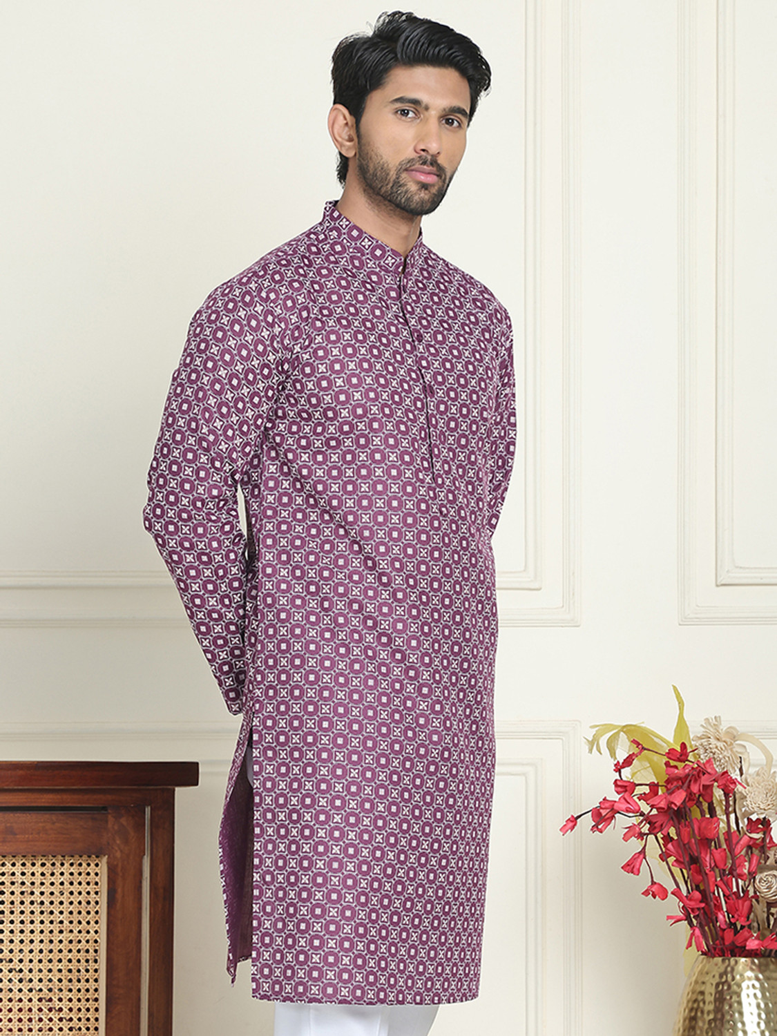 Image of Jompers Men Printed Straight Kurta