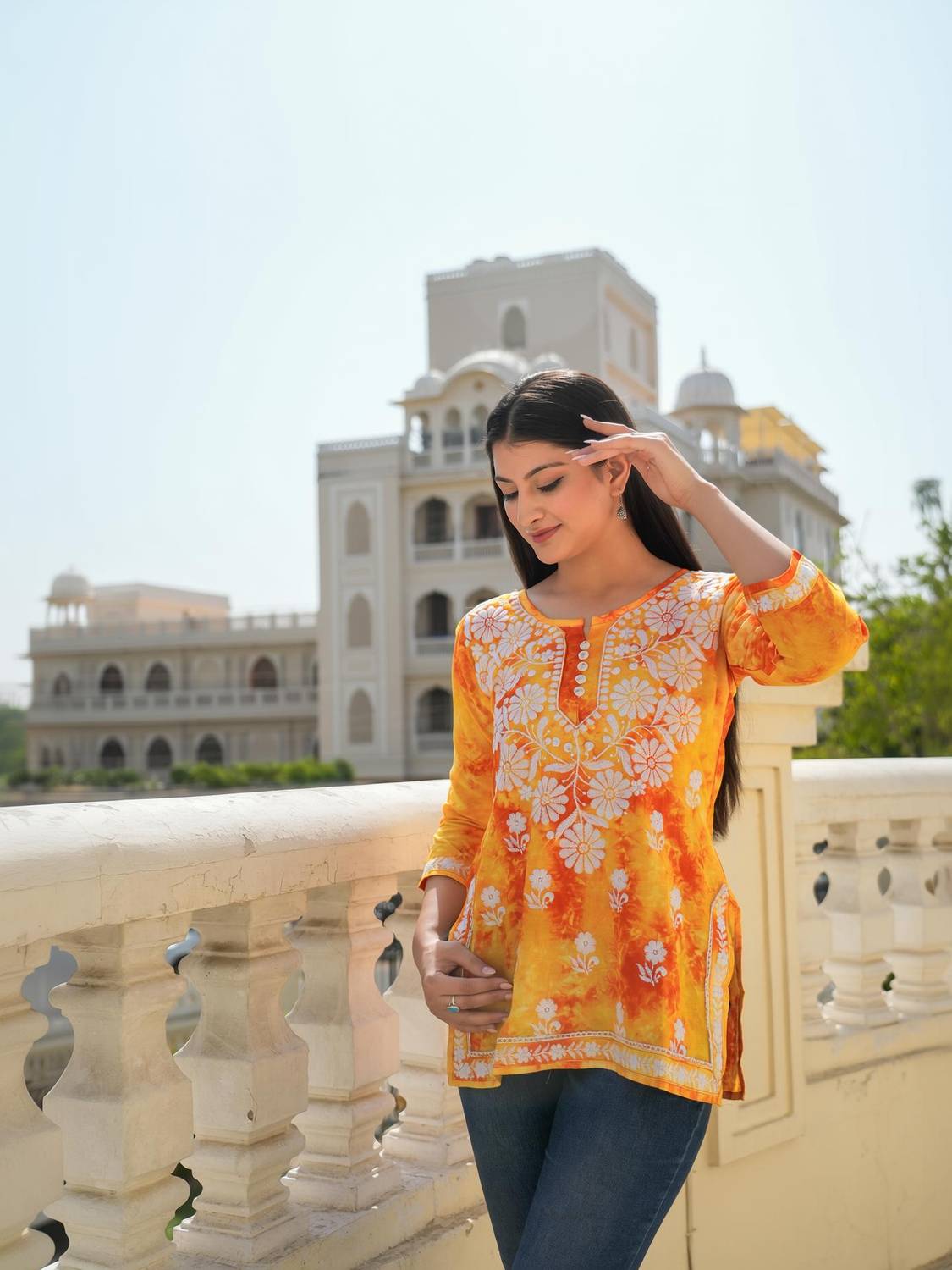 anushansa Women Chikan Embroidery Cape Kurta