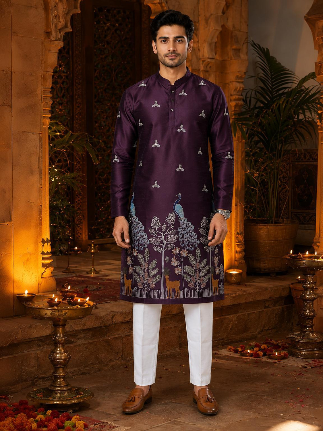 Daswani Exports Men Embroidered Straight Kurta