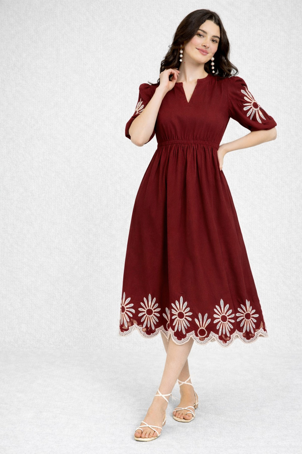 Image of tckty Women Embroidered, Embellished, Floral Print Straight Kurta
