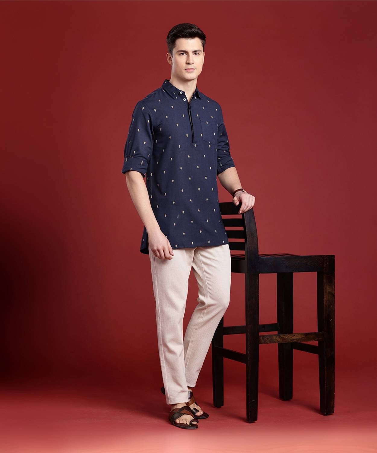 ANOUK Men Woven Design Straight Kurta