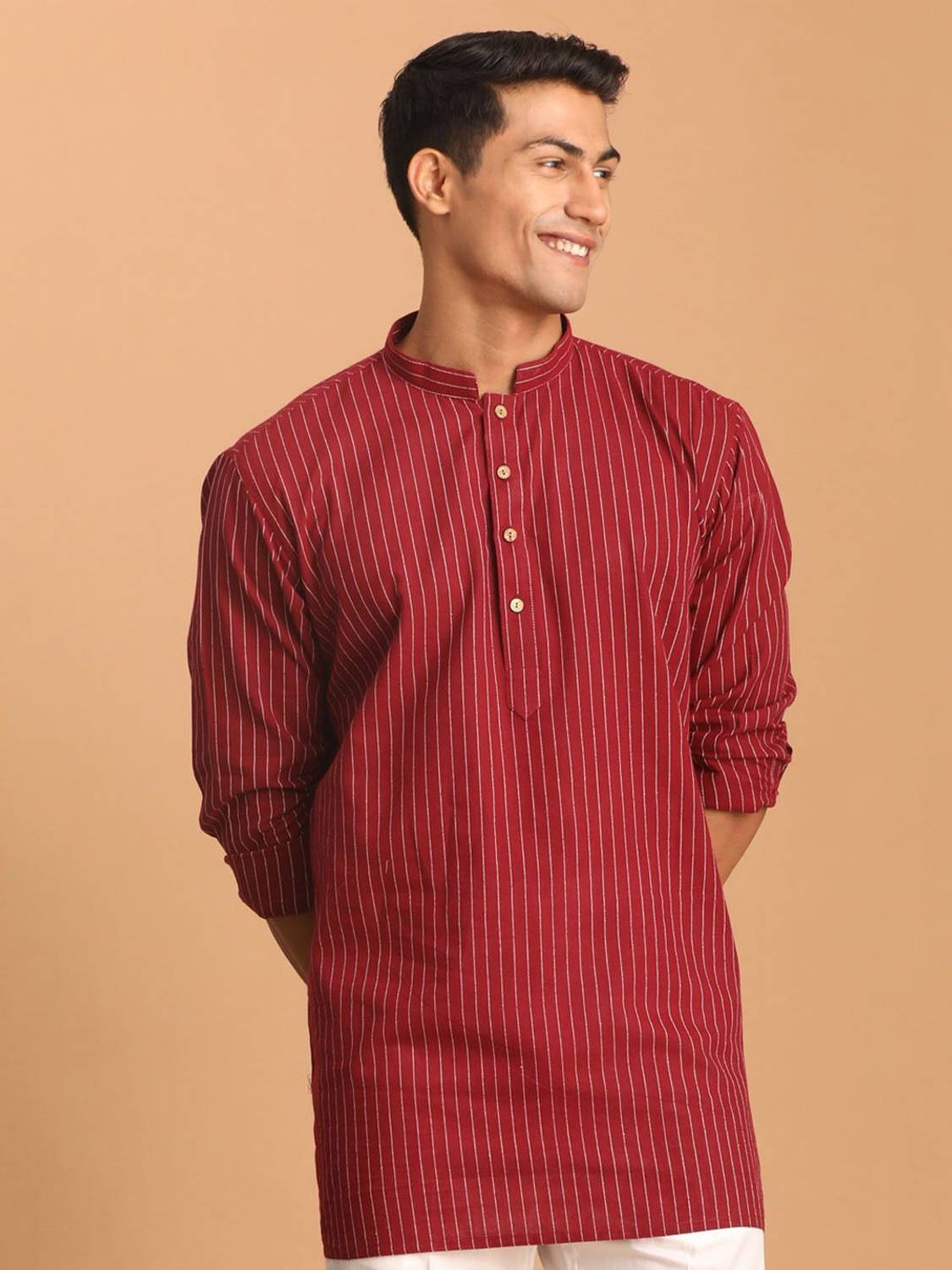 Shvaas Men Striped Straight Kurta - Image 2