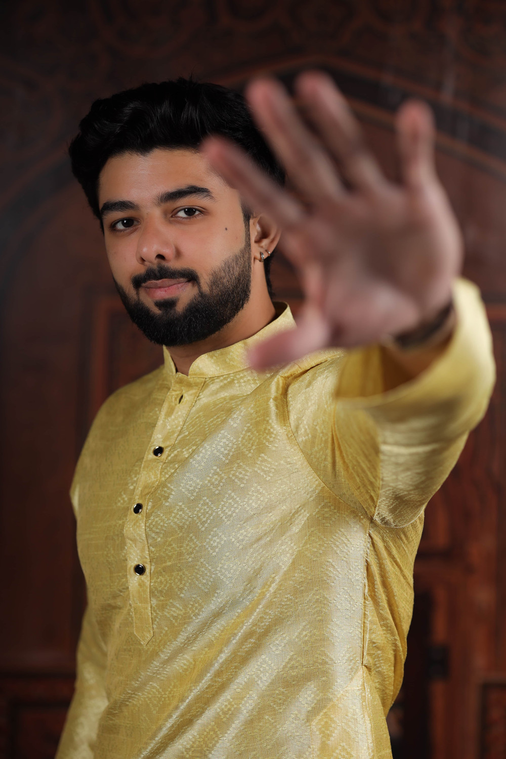 Image of Koshin Men Art Silk Kurta Pyjama Set
