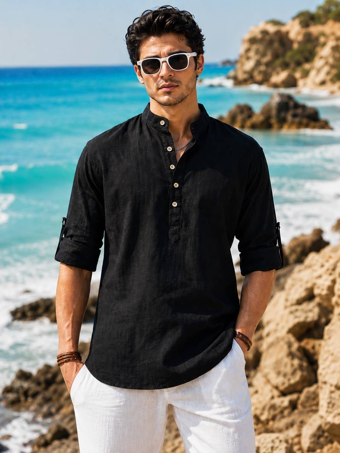 Majestic Men Self Design Straight Kurta - Image 4