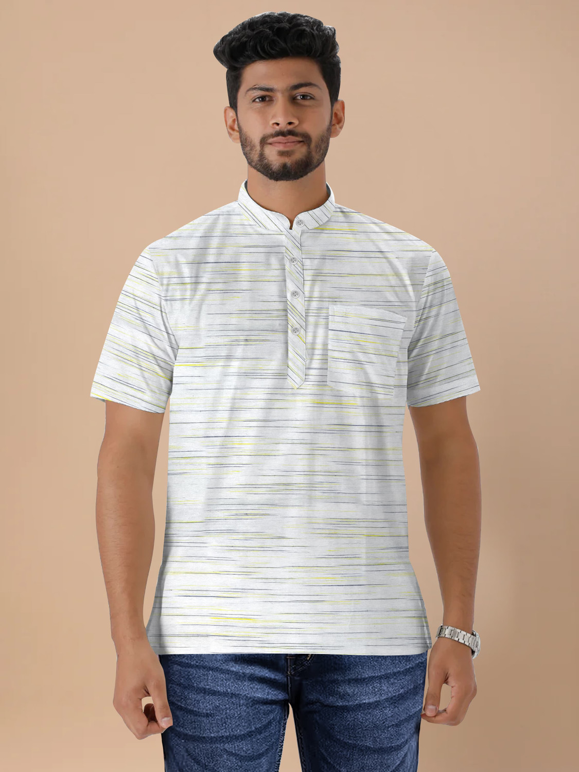 Image of Hasnufashion Men Solid A-line Kurta