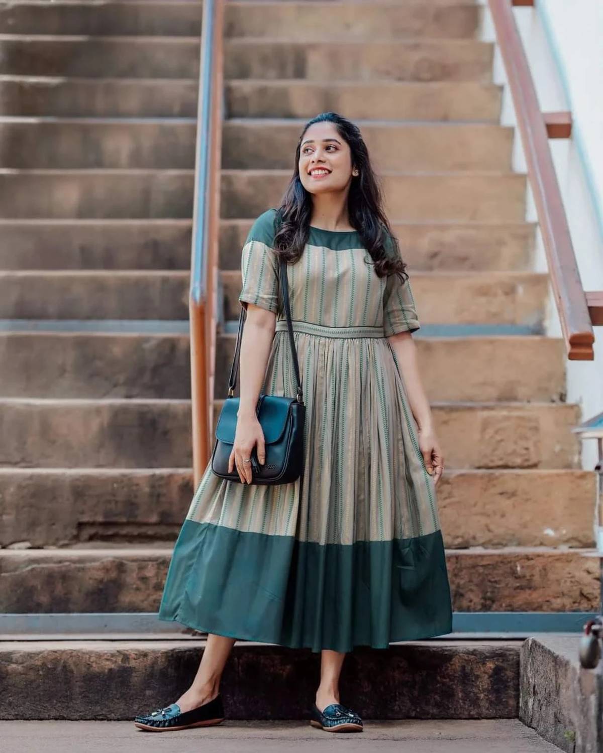 TP STUDIO Women Printed Viscose Rayon Anarkali Kurta (Green)
