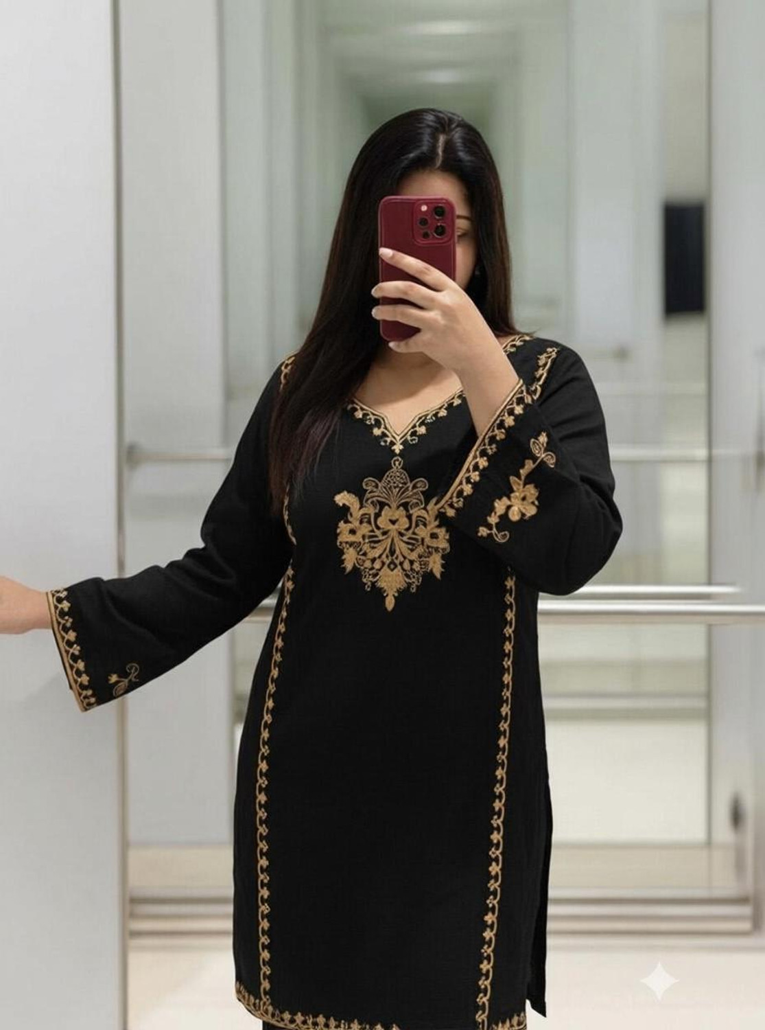 Image of weaRial Women Embroidered A-line Kurta