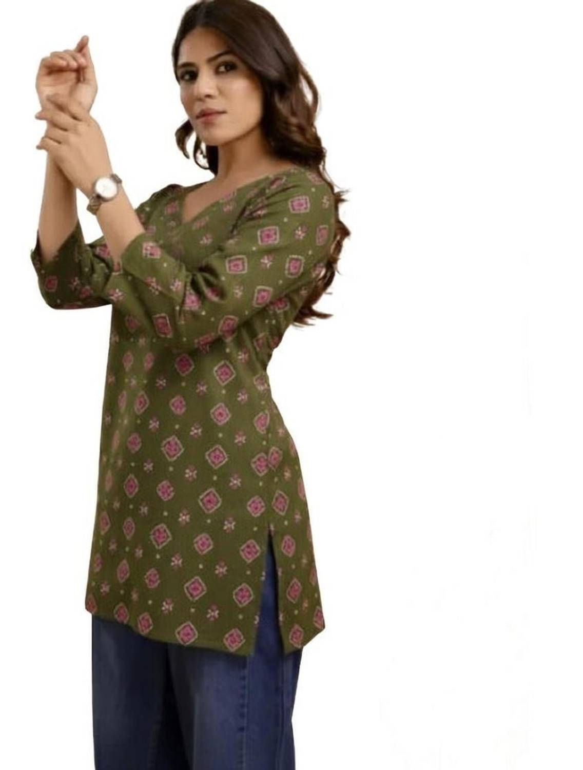 Anmol Collection Women Printed, Geometric Print A-line Kurta