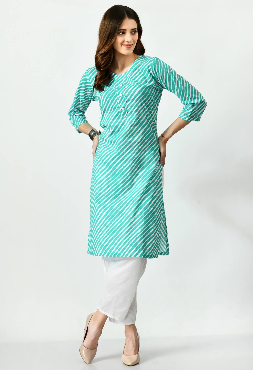 24Hour Fashion Women Leheriya Straight Kurta