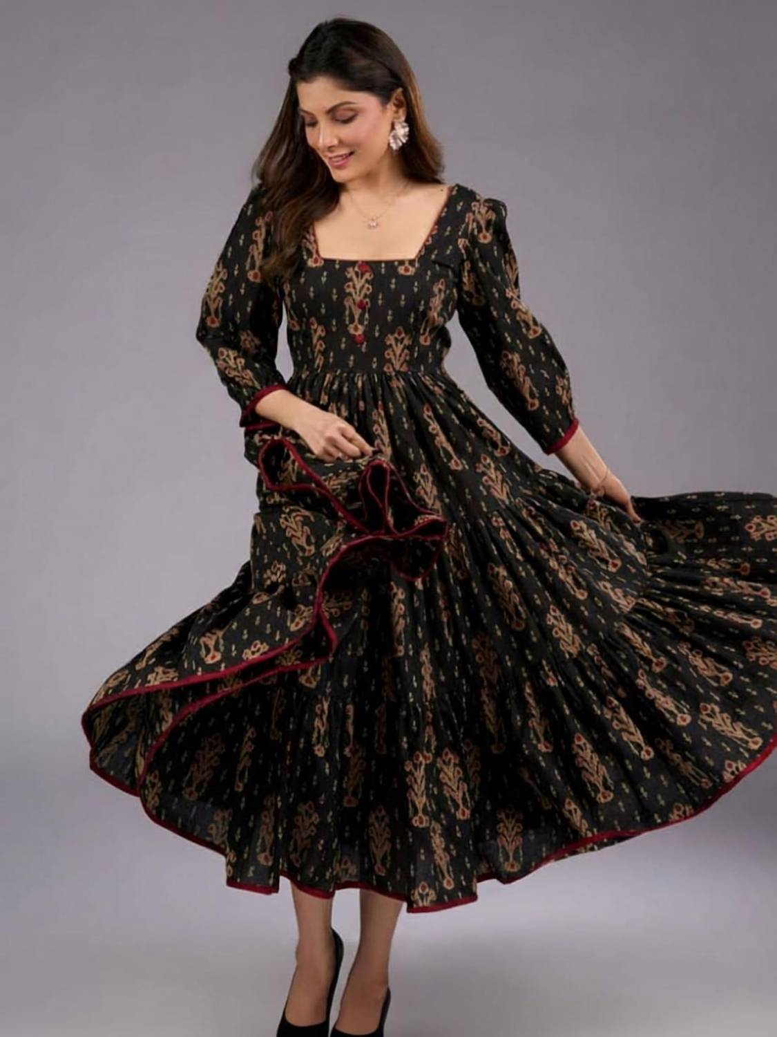 CHARNEST Women Printed Flared Kurta