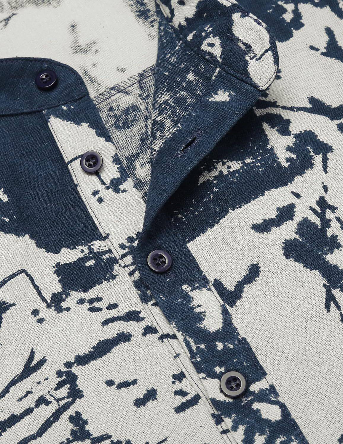 HEMADHAV Men Blue Printed Straight Kurta - Image 3
