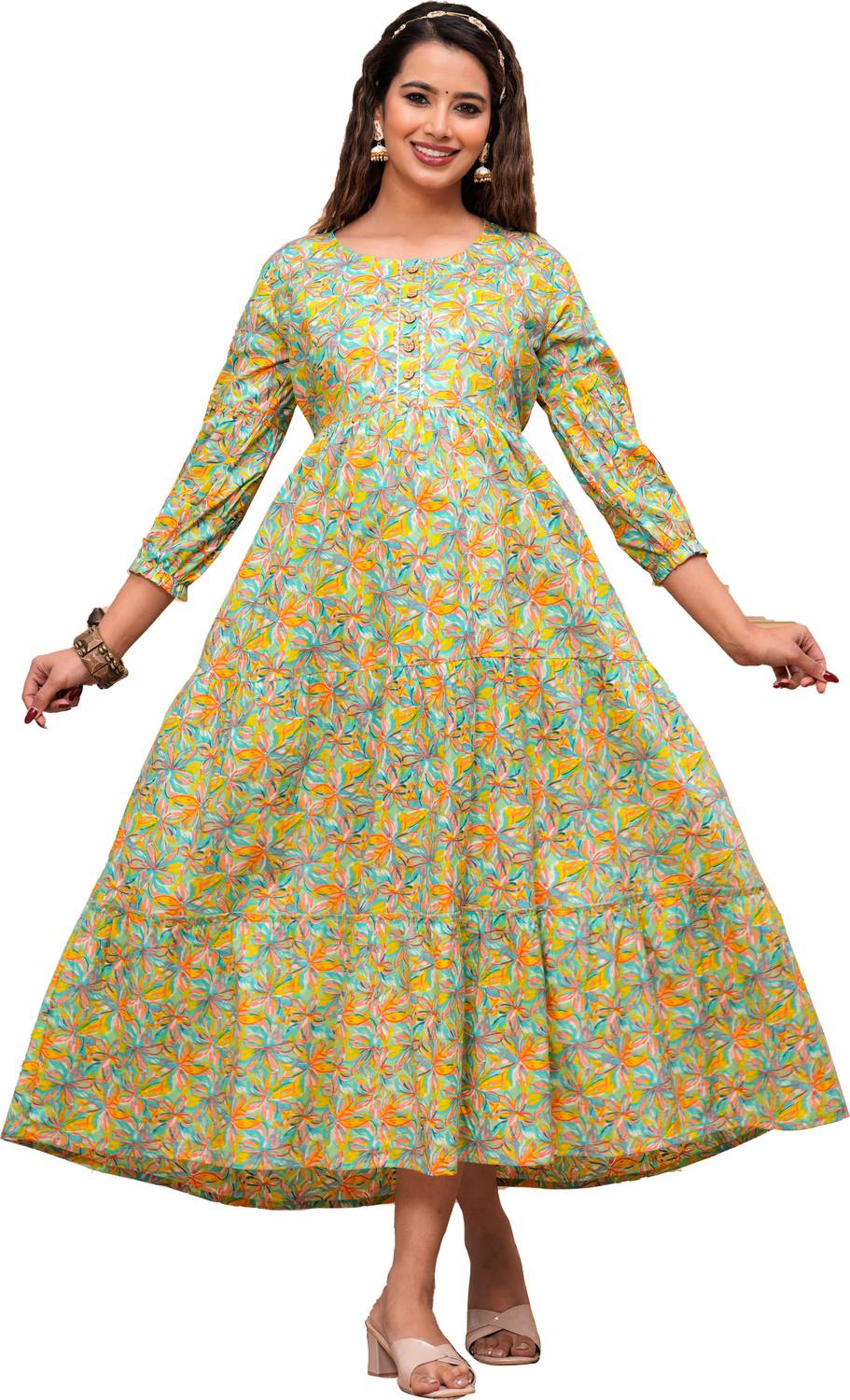 ANUOM Women Floral Print Anarkali Kurta
