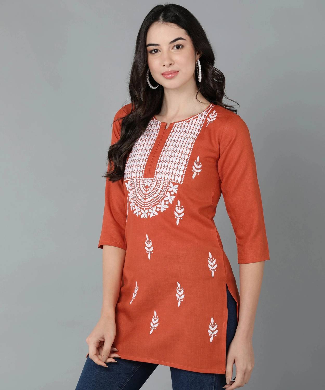 TOP N THREAD Women Chikan Embroidery, Embroidered, Self Design Co