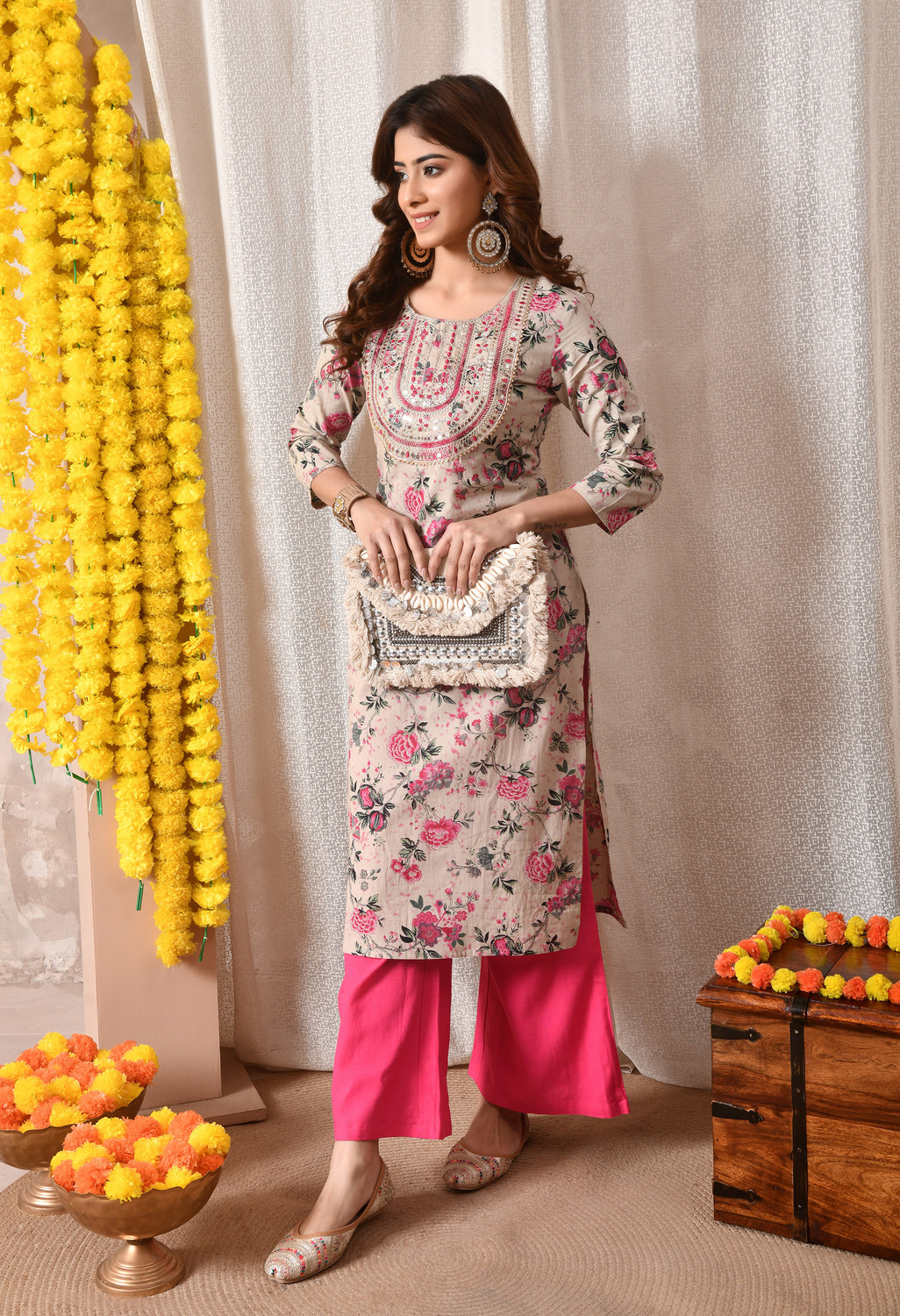 Image of BKApparels Women Embroidered Straight Kurta