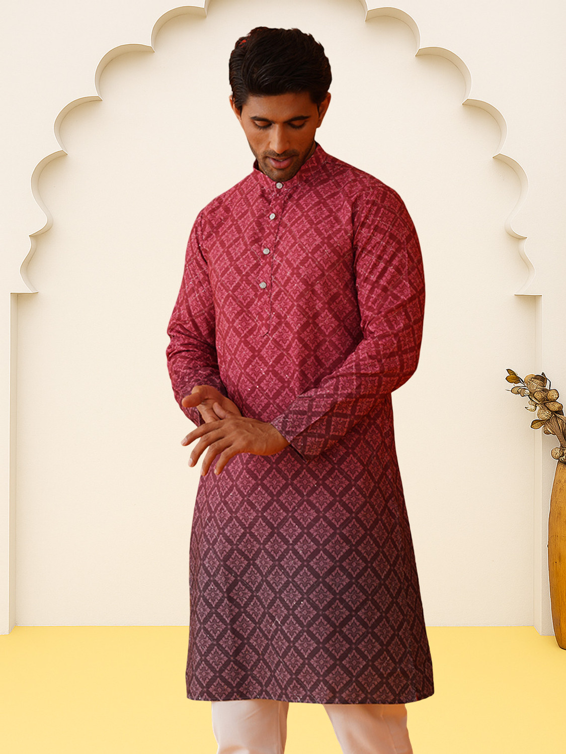 Image of Jompers Men Printed Straight Kurta