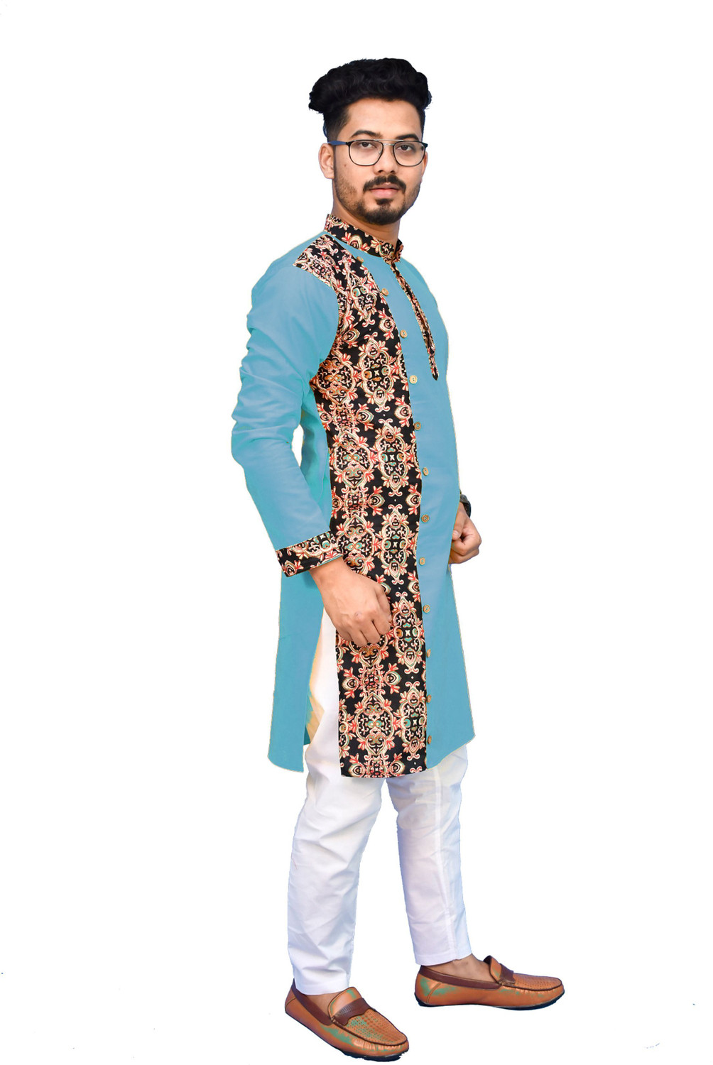 Image of Rainbow Cloths Men Printed Straight Kurta