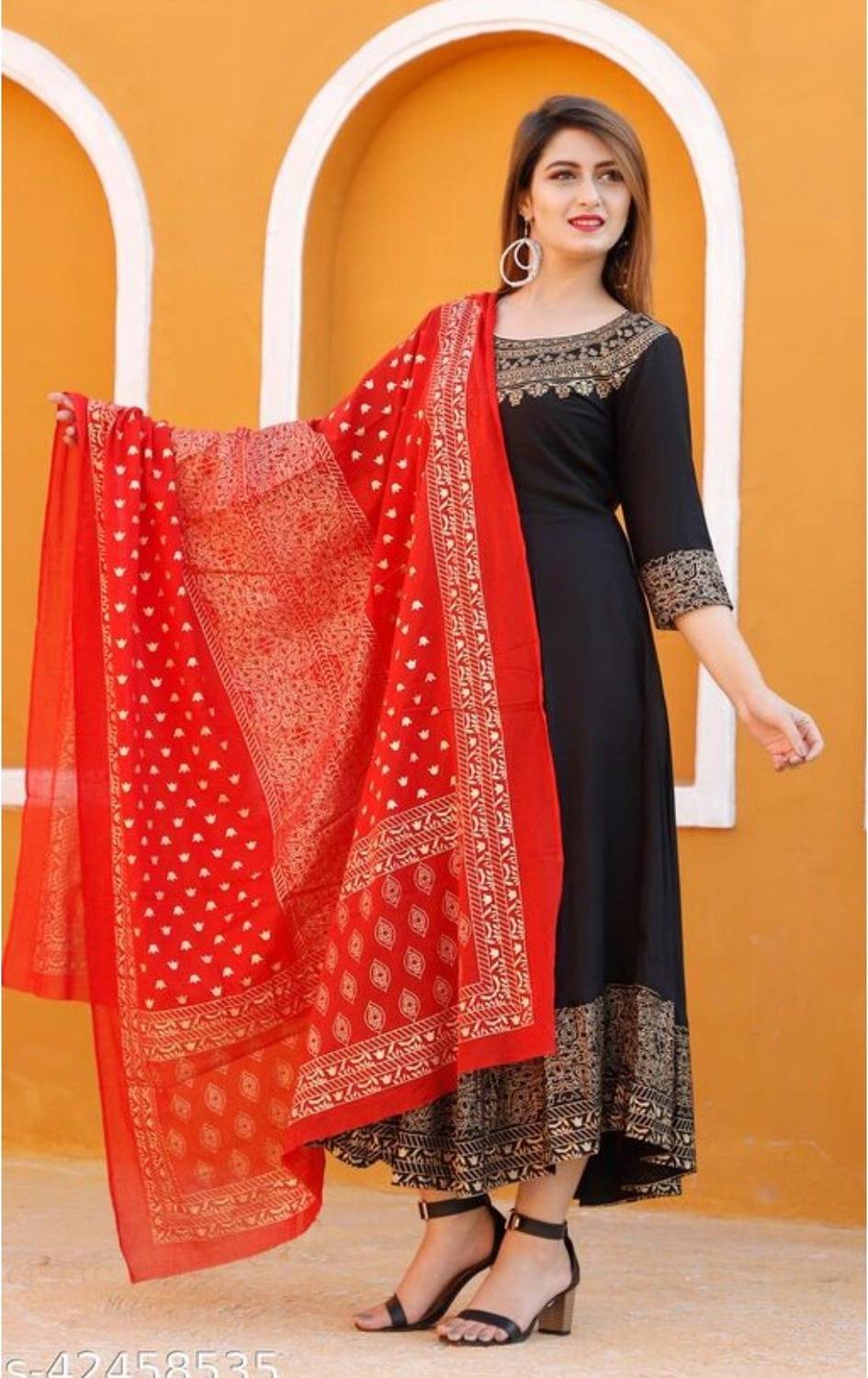 aerotick Women Printed Viscose Rayon Straight Kurta With Attached