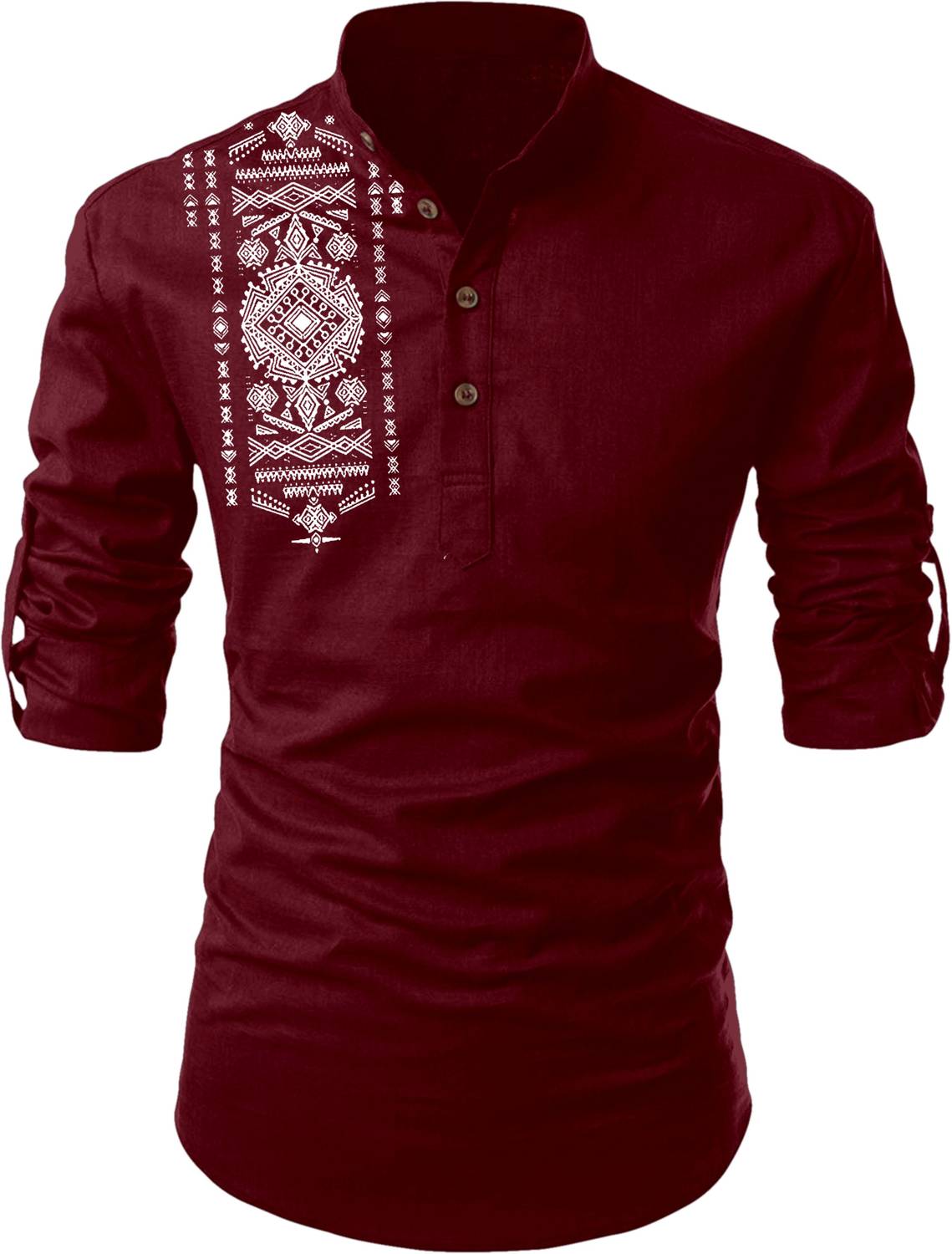 FOLGEN Men Red Straight Kurta - Image 2