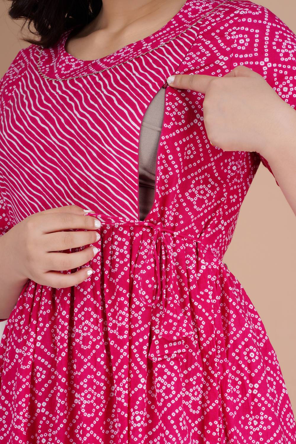 Fashion4Word Women Printed Pure Cotton Anarkali Kurta (Pink)